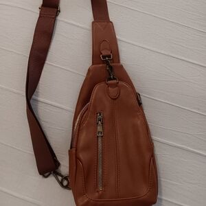 Maurices Brown Man Made  Leather Crosd Body Bag, Petfect For Fall!